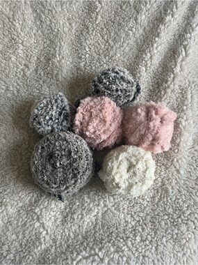 Faux Fur Yarn Lot Set in Gray, Pink & Cream